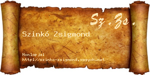 Szinkó Zsigmond névjegykártya